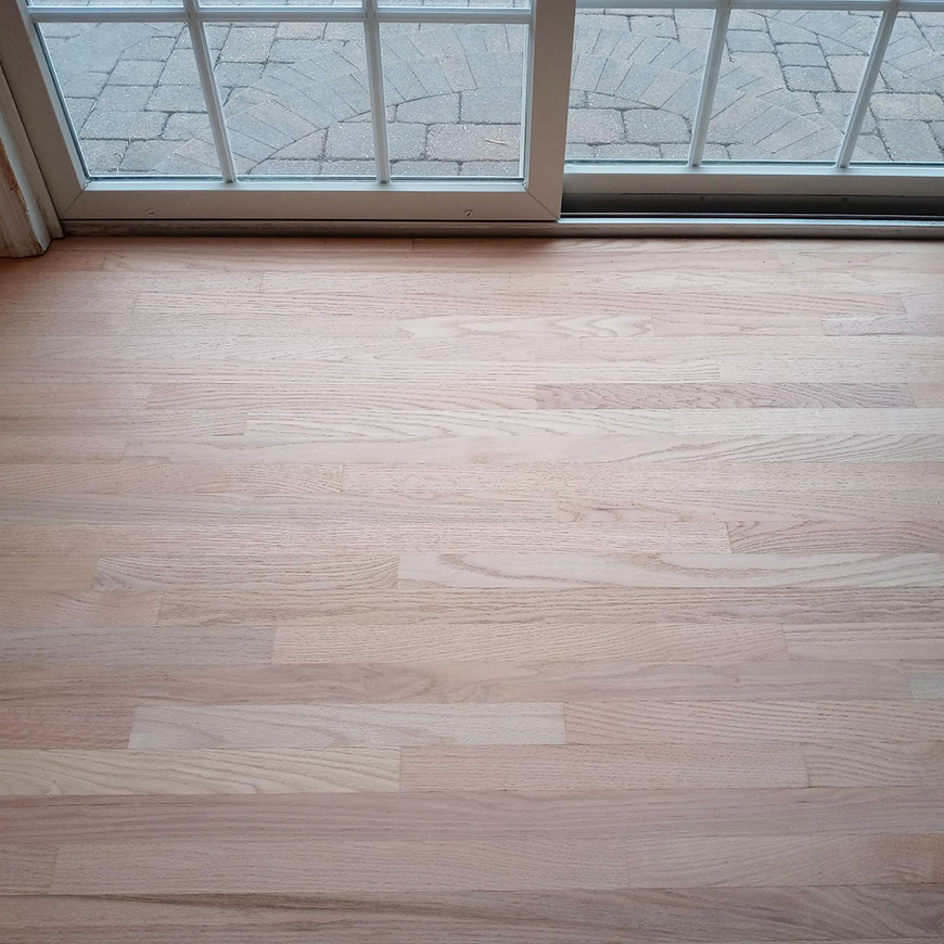 after sanding in front of sliding door