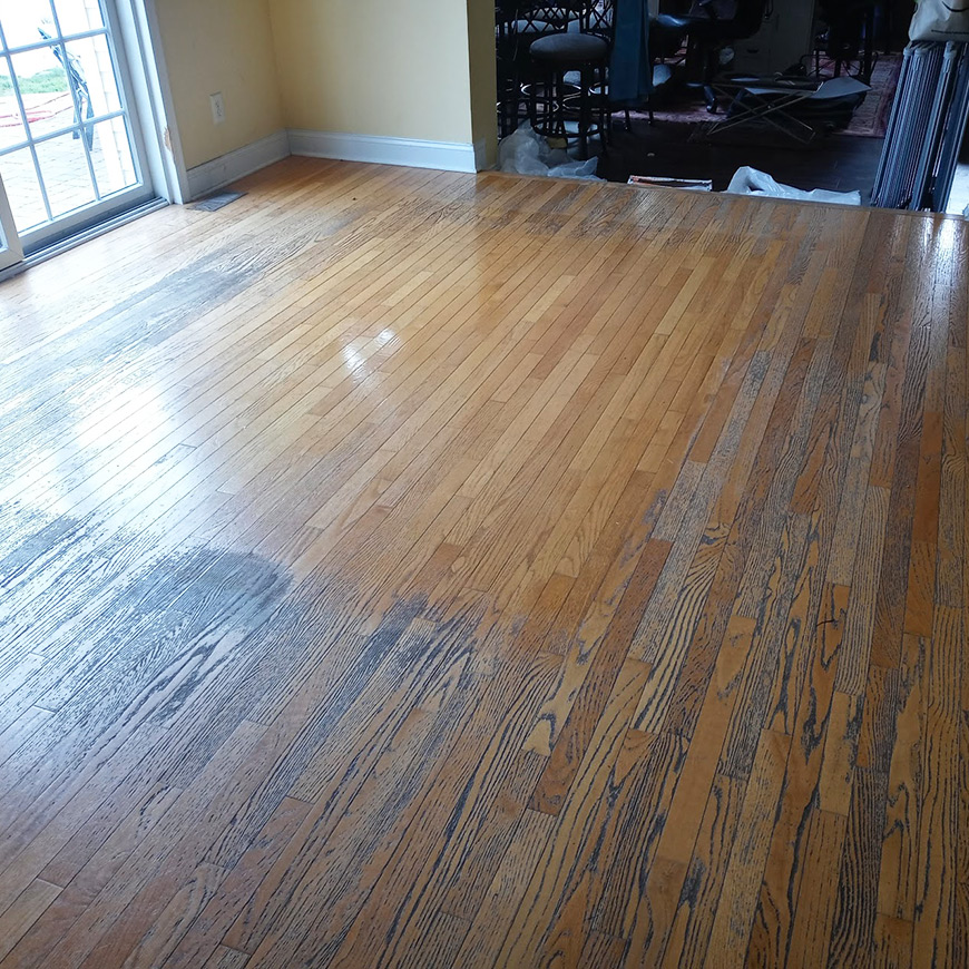 badly worn wood floor in Marlton NJ