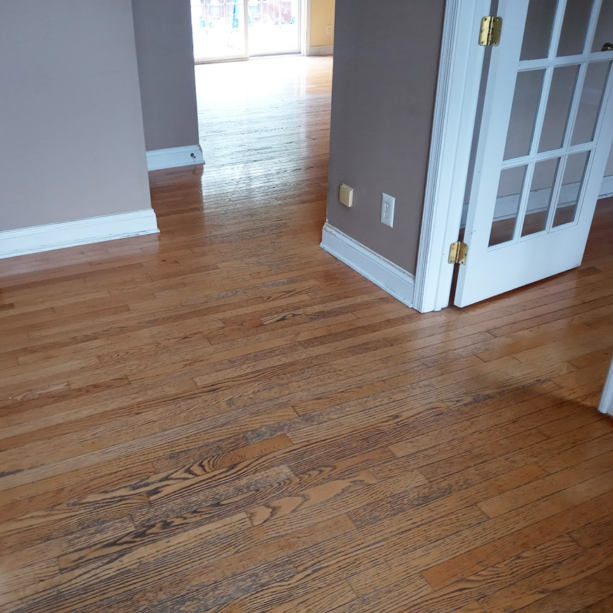 worn finish in hallway floor