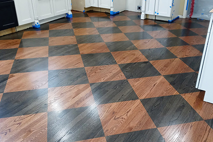 checkered floor after staining