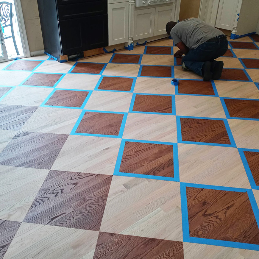 taping floor for second color stain
