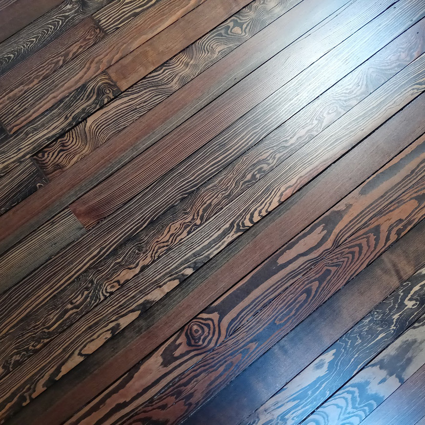 attic floor all sanded,stained and refinished