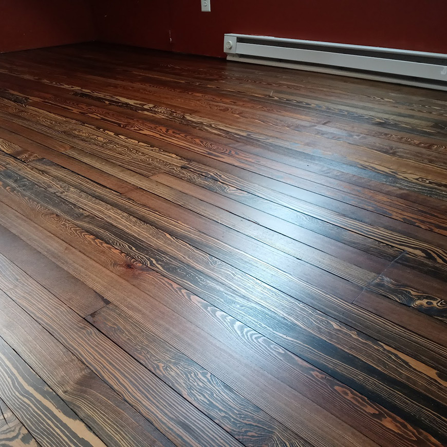 pine floor after staining