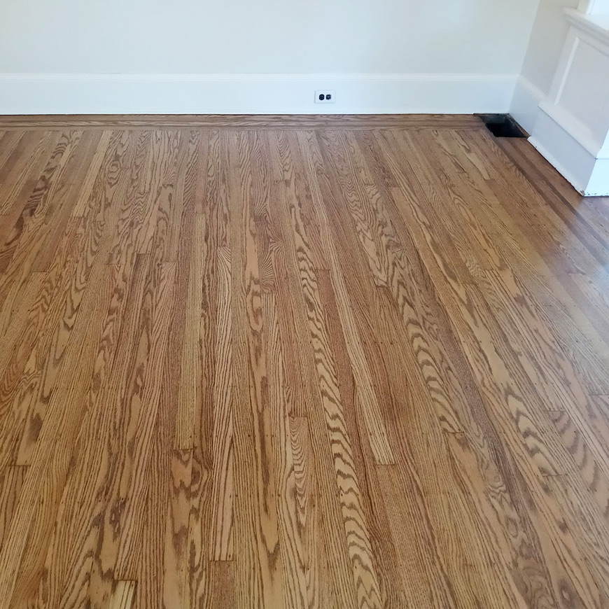 sanded, stained and refinished