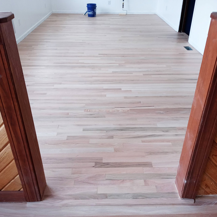 coating hardwood floor in dining room