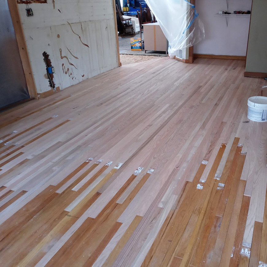 weaving of old and new flooring finished